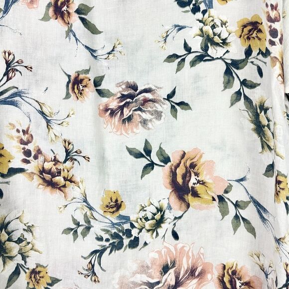 Lungo L'arno Linen Floral Crochet Top Size 3X Short Sleeve Cream - Picture 3 of 7